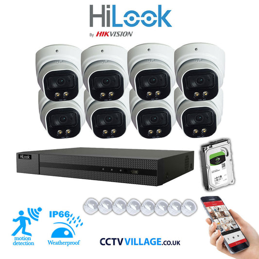 Full IP CCTV System 8MP Kit 8CH Hilook NVR Hizone White Cameras and HDD Special Offer